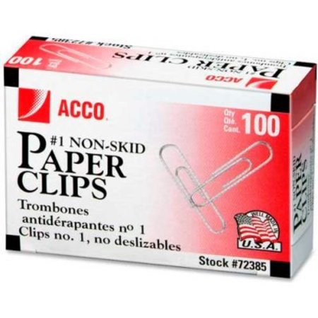 ACCO Acco® Economy No. 1 Non-Skid Paper Clips, Silver, 1000/Pack 72385